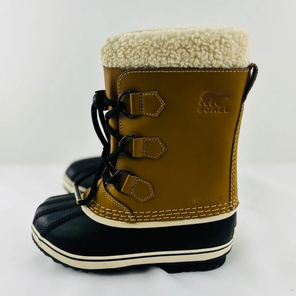 Sorel Yoot Pac Youth Size 2 Waterproof Winter Snow Duck Boots Brown Sherpa Lined